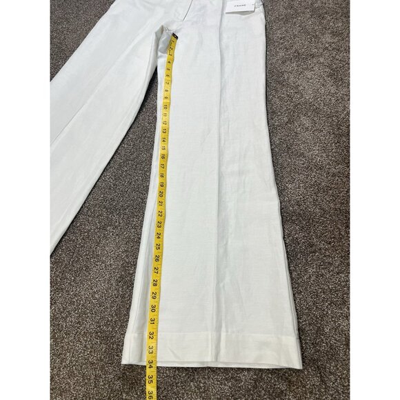 Frame Women’s Linen Cotton Pants Size 6 White Wide Leg High Rise Zipper NWT - Picture 7 of 15